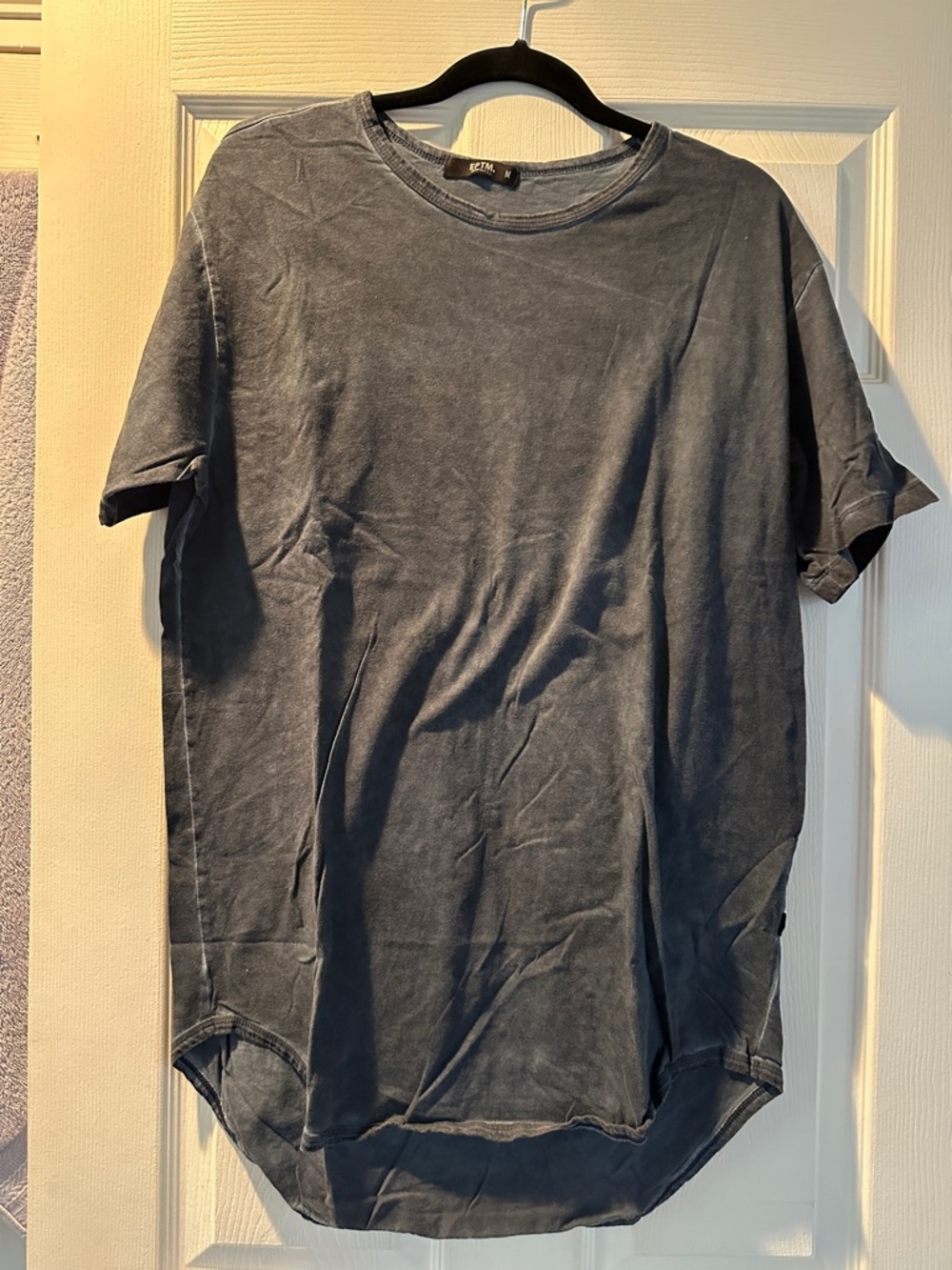 Men's Washed Black Crewneck Short Sleeve Tee